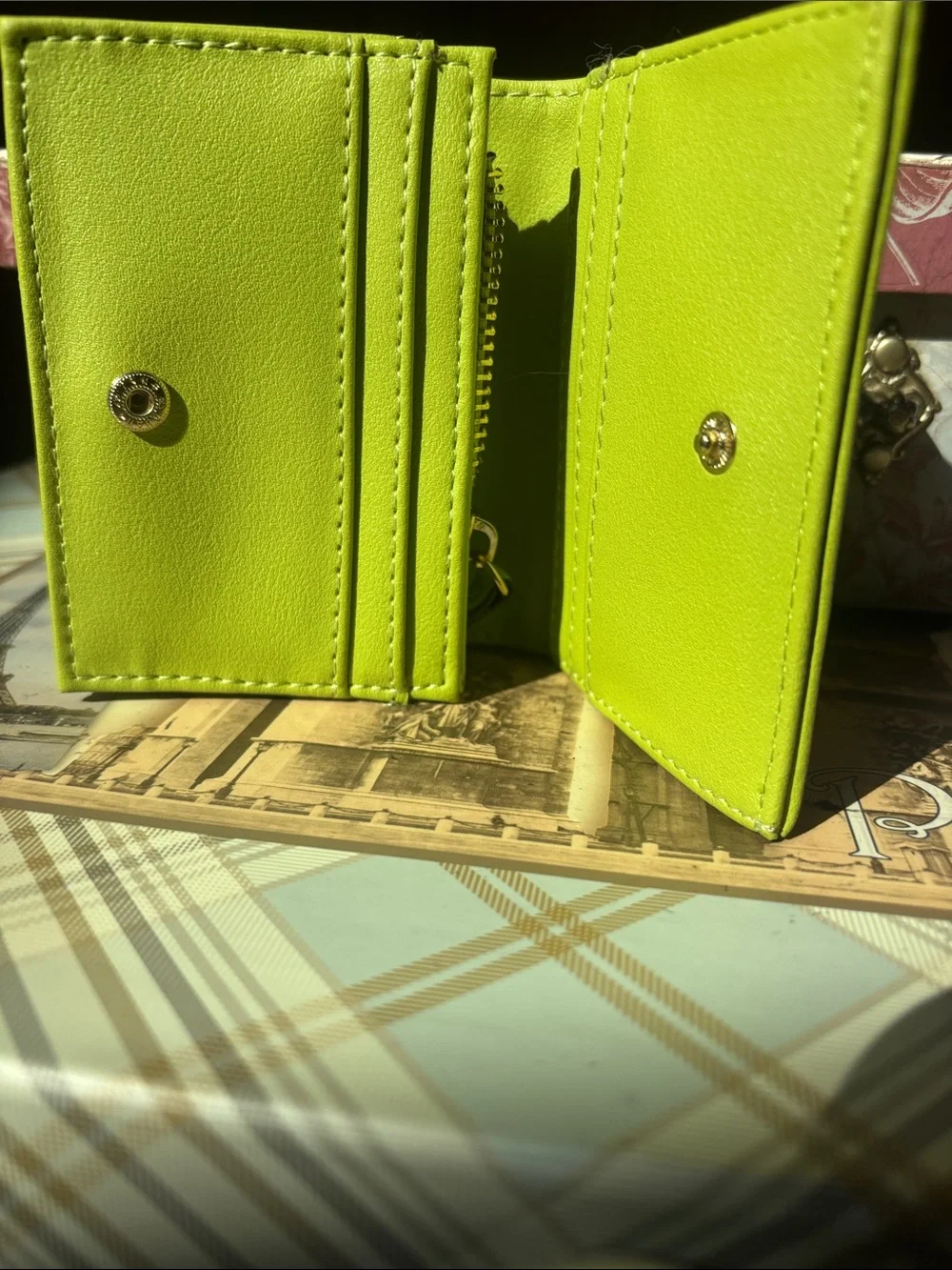 SM Embossed Lime Green Quilted Wallet NWOT